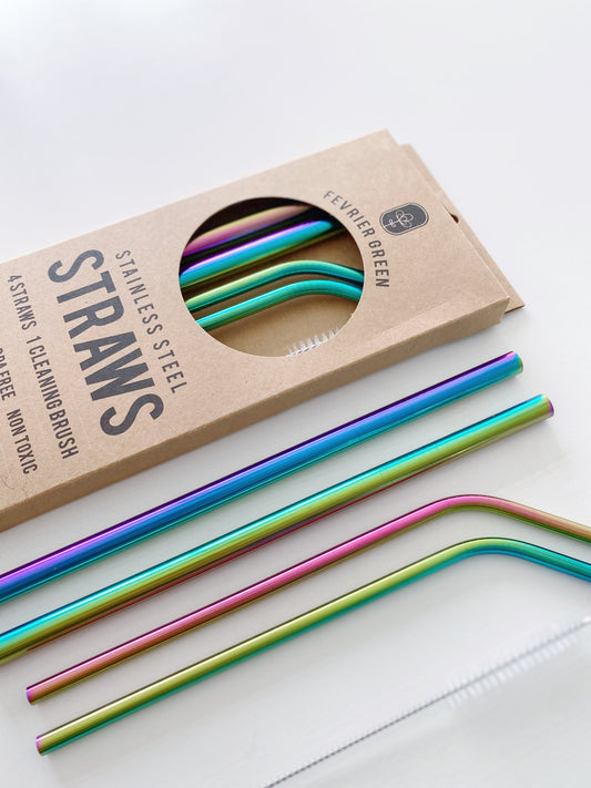 Rainbow Stainless Steel Reusable Straws