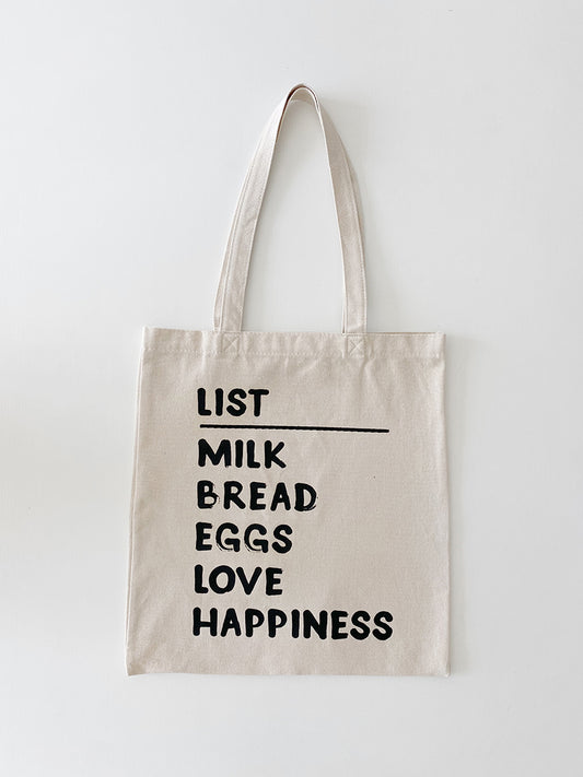 Supermarket Happiness List Canvas Tote Bag
